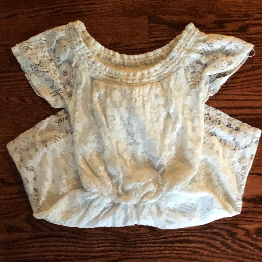 Hollister White Lace ROMPER on/off Shoulder small
